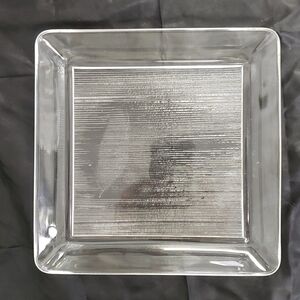 Glass Square Serving Dish 7x7 Base Pressed Glass Clear Ridged Bottom